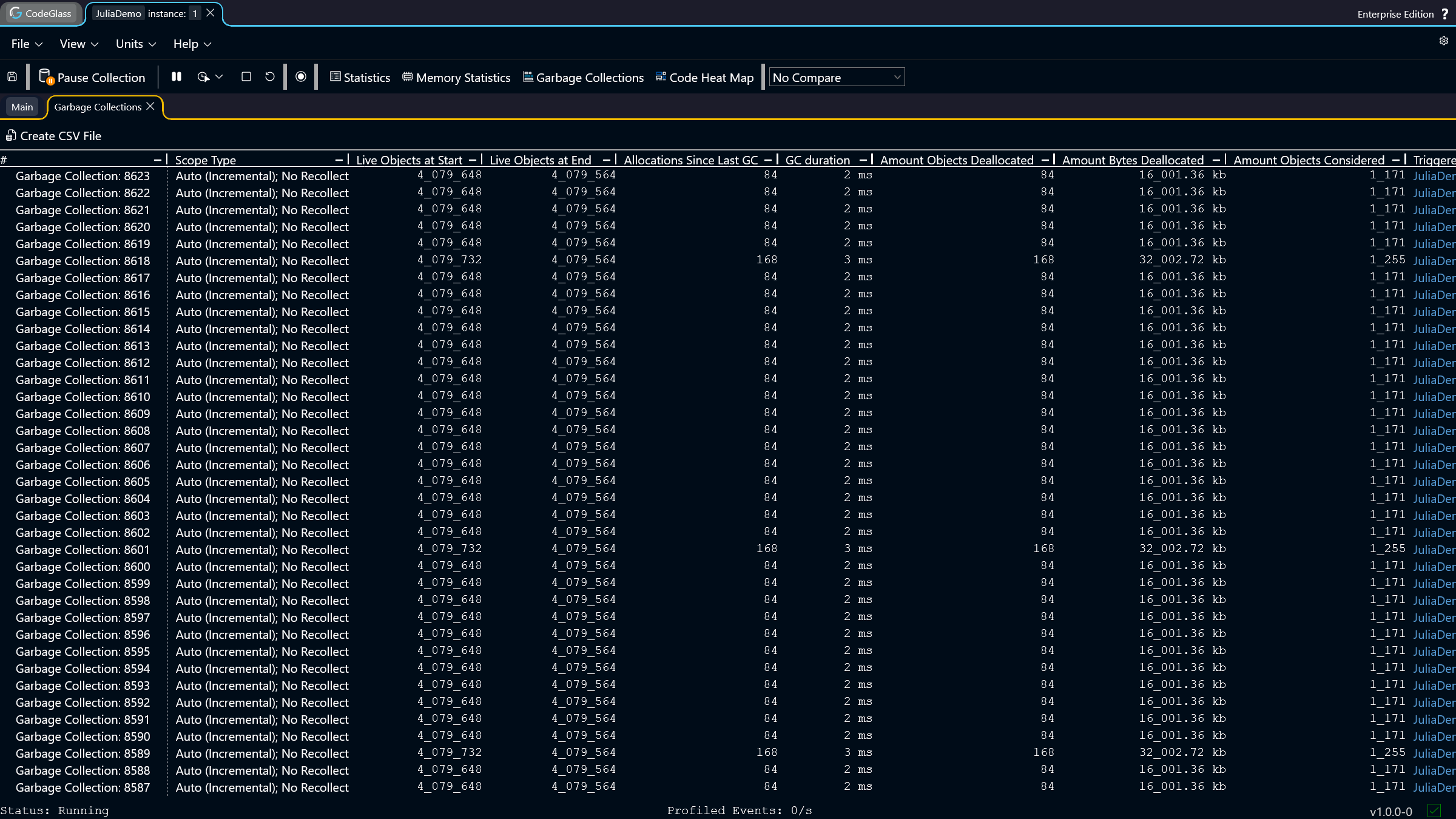 Garbage Collections Explorer