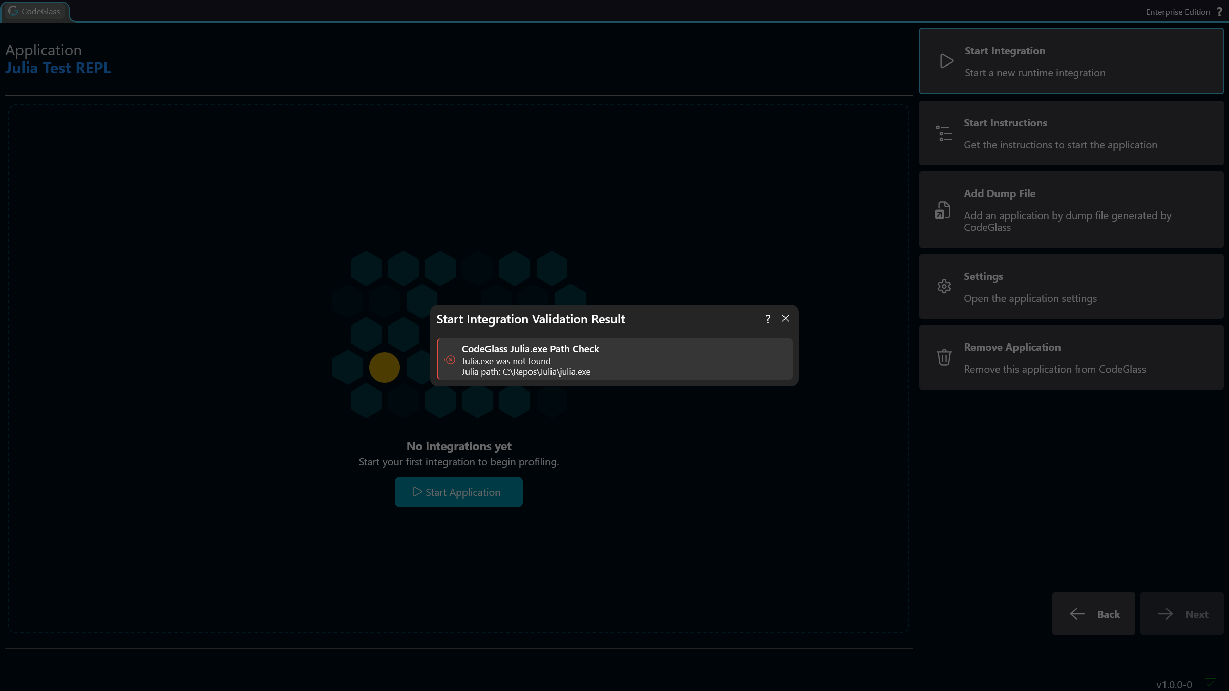 Start Integration Validation Result