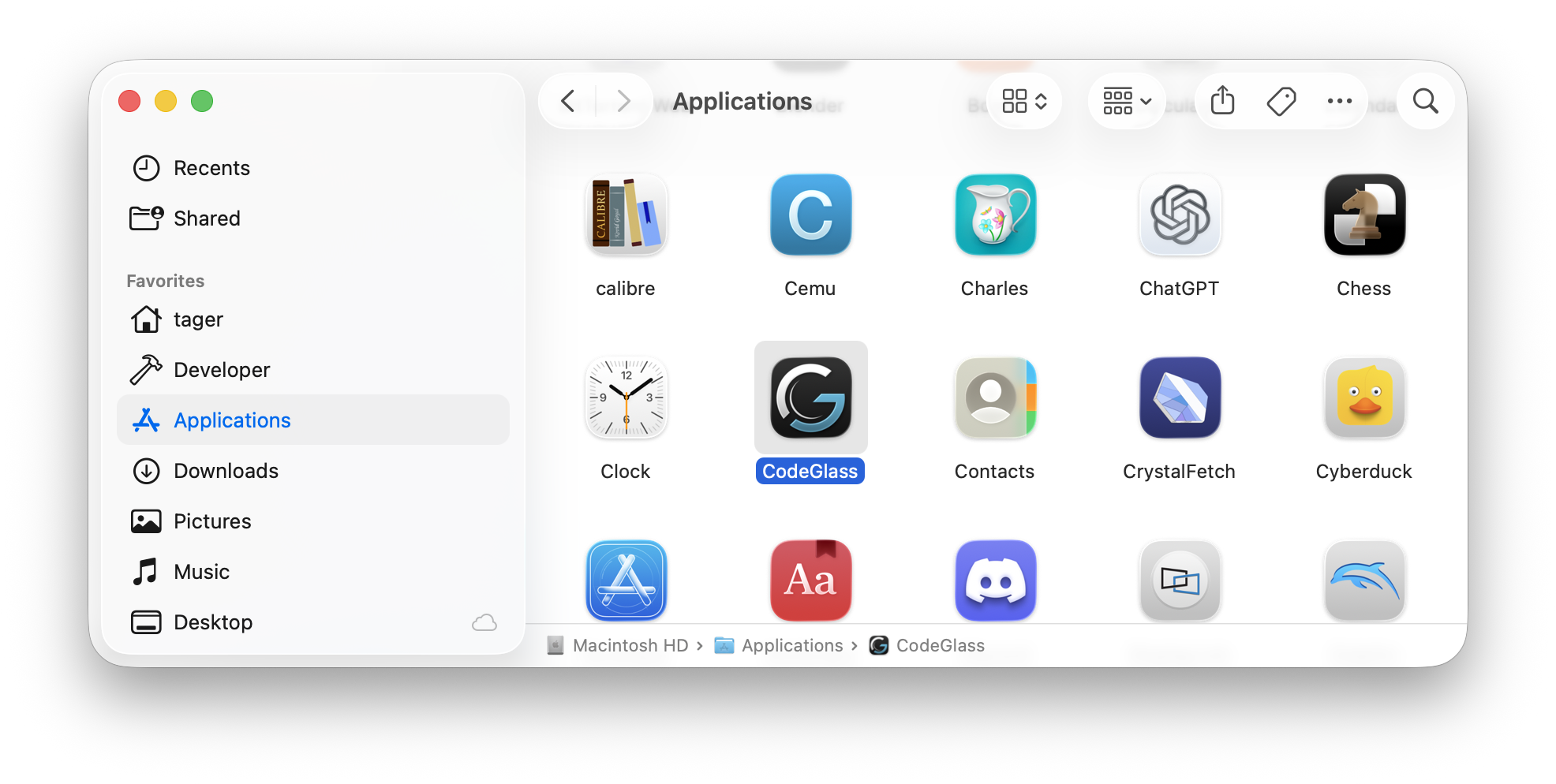 CodeGlass in the Applications folder