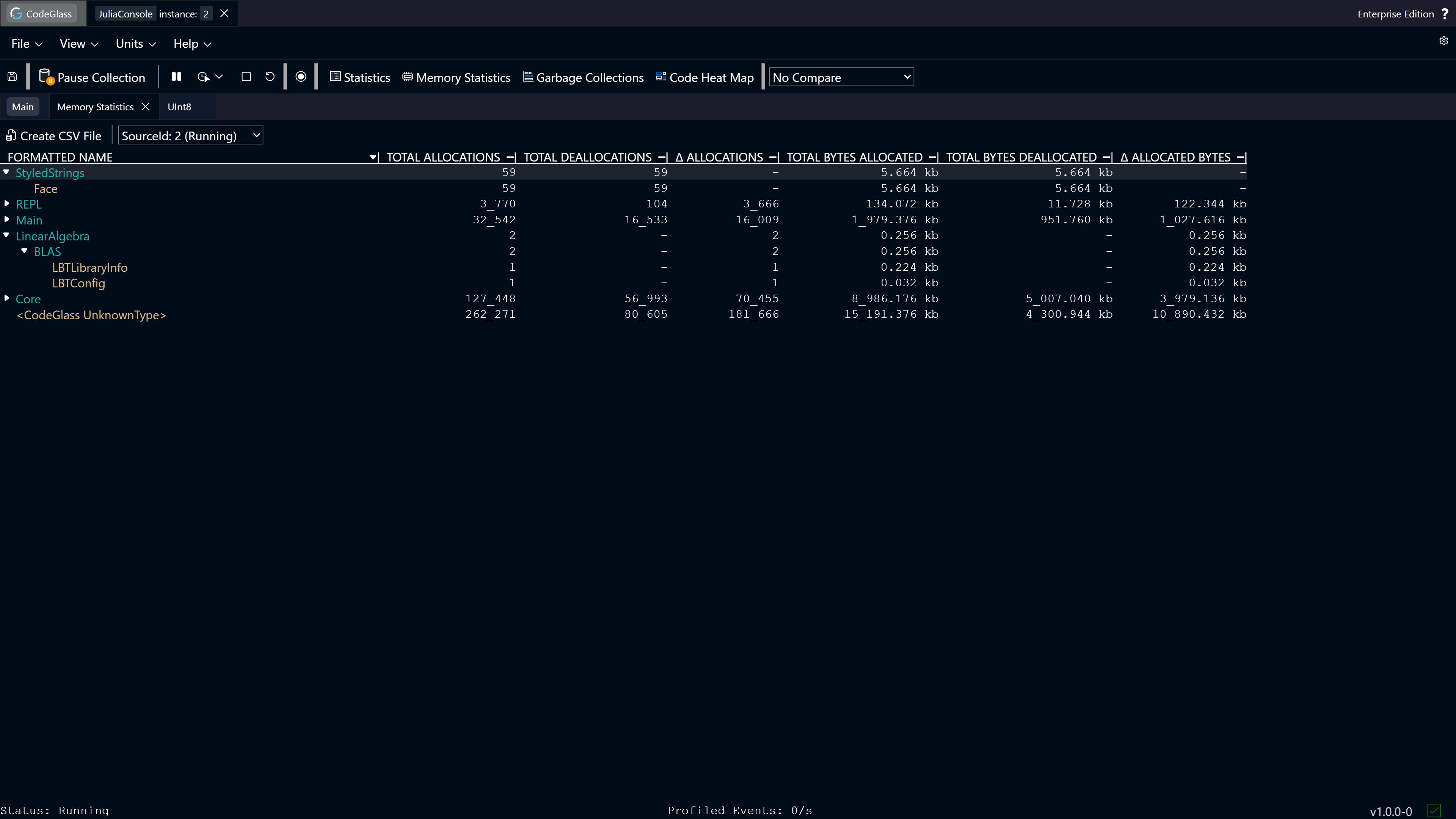 Memory Statistics View